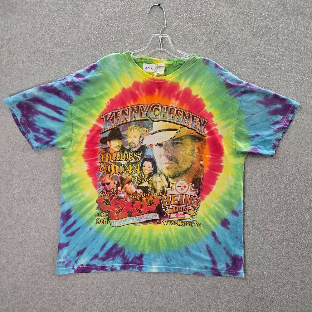 Kenny Chesney Men Shirt XL Tie Dye Y2k 2007 Flip Flop Summer Tour Tee